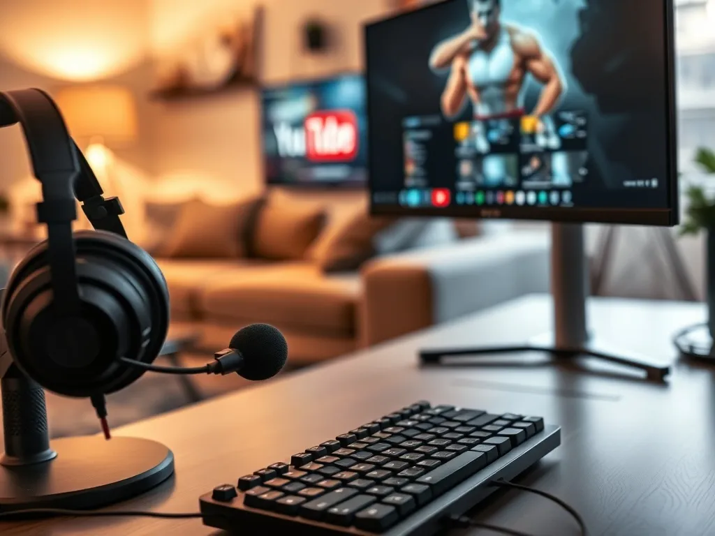 Nowoczesne stanowisko gamingowe YouTubera, symbolizujące tworzenie treści i wygodny, prywatny styl życia